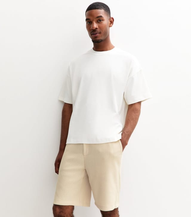 jack & jones Men's Cream Ribbed Shorts Jack & Jones New Look - 3