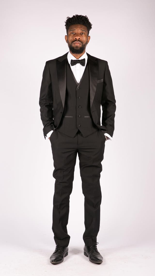 Paul Andrew Paul Andrew Men's Regent 3 Piece Blue Classic Tuxedo Suit in Black - 2