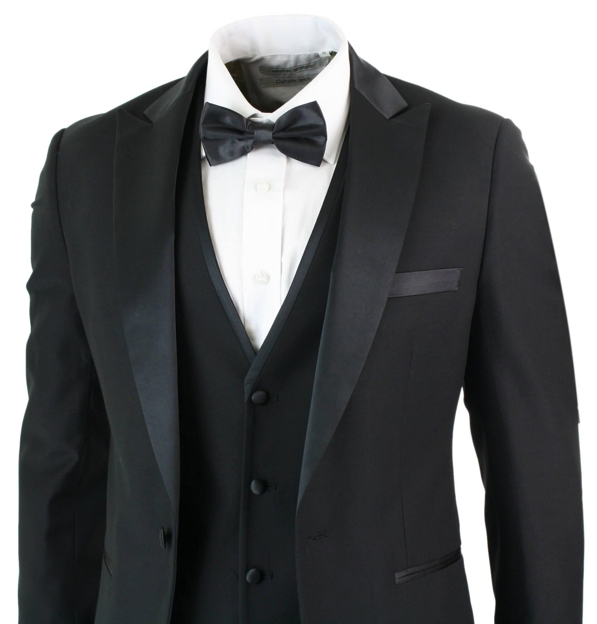 Paul Andrew Paul Andrew Men's Regent 3 Piece Blue Classic Tuxedo Suit in Black - 4