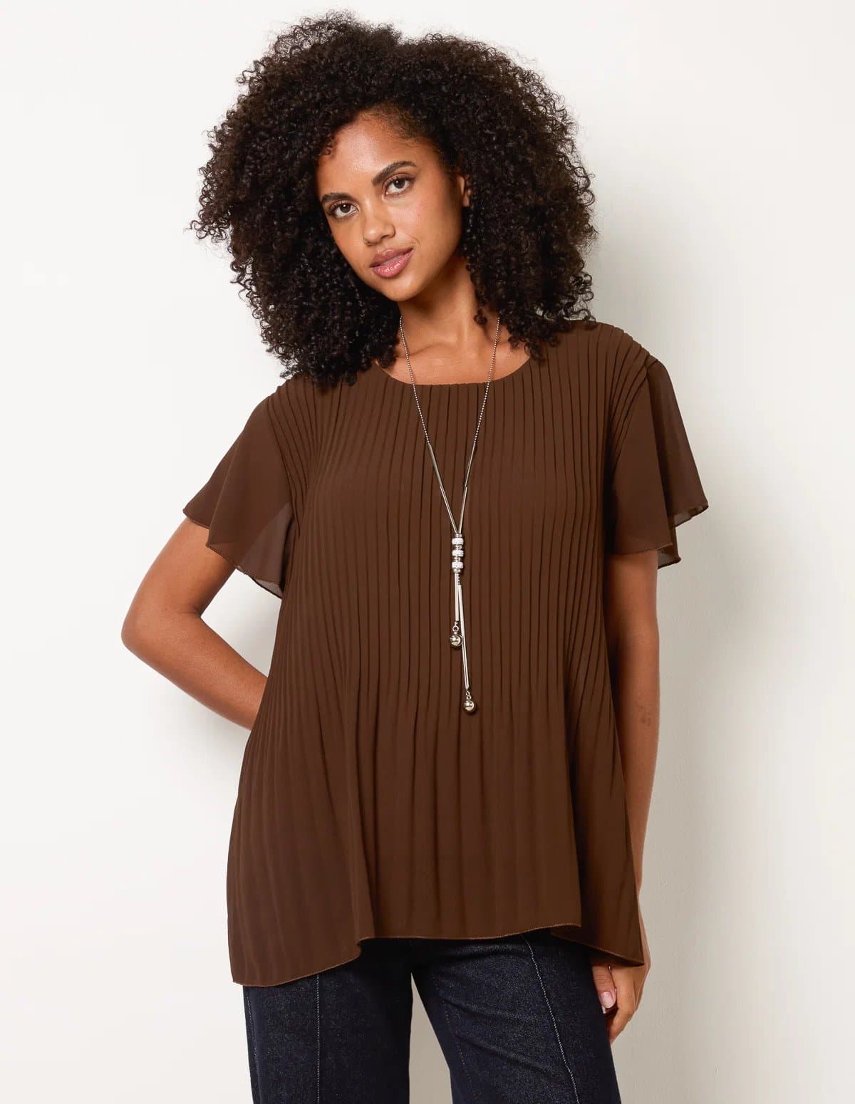 Blue Vanilla Pleated Short Sleeve Top