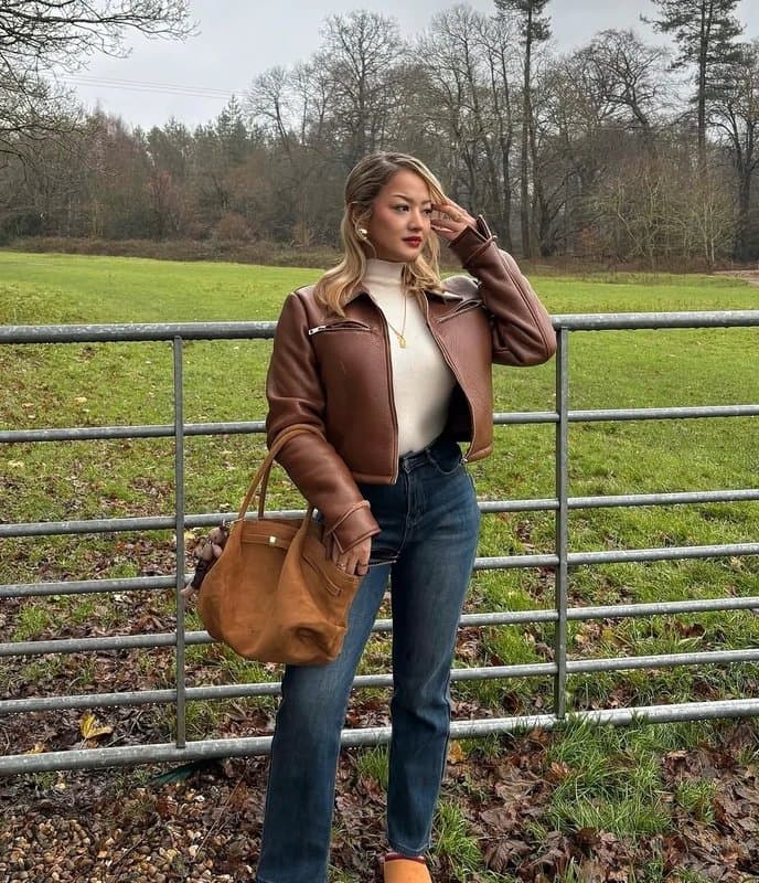 ASOS ASOS leather jacket brown