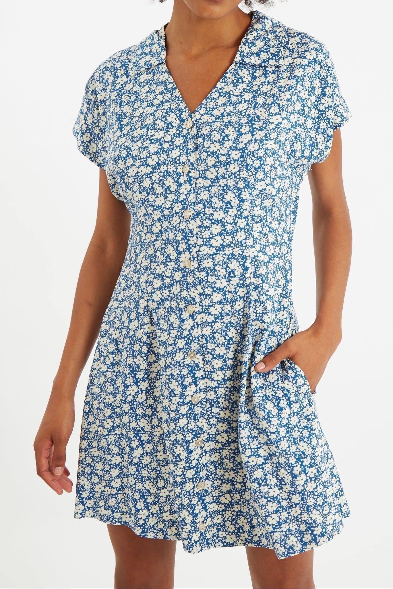 Louche Louche Women's Prudence Periwinkle Mini Shirt Dress in Blue