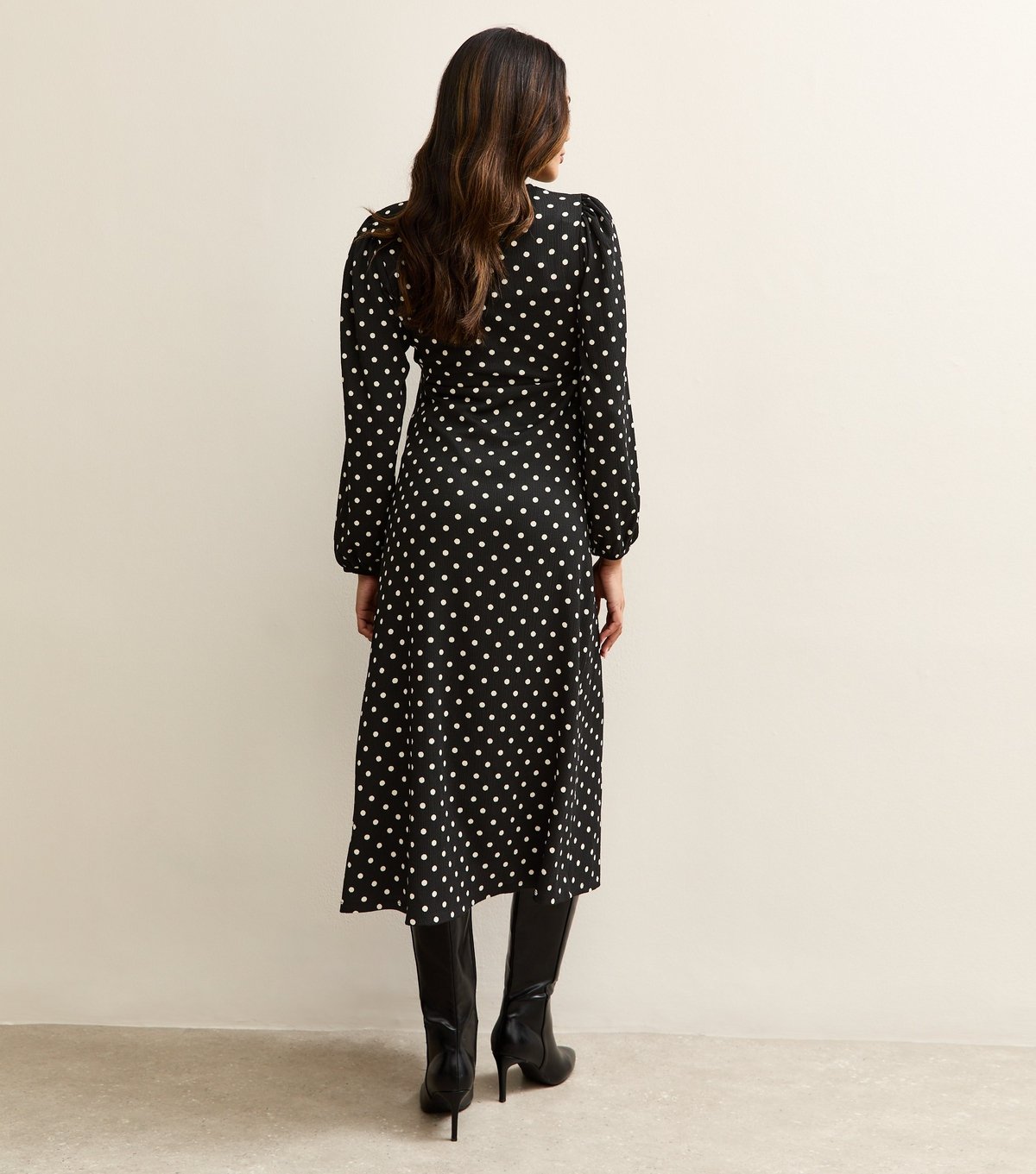New Look Women's Maternity Black Polka Dot Long Sleeve Midi Dress New Look - 4