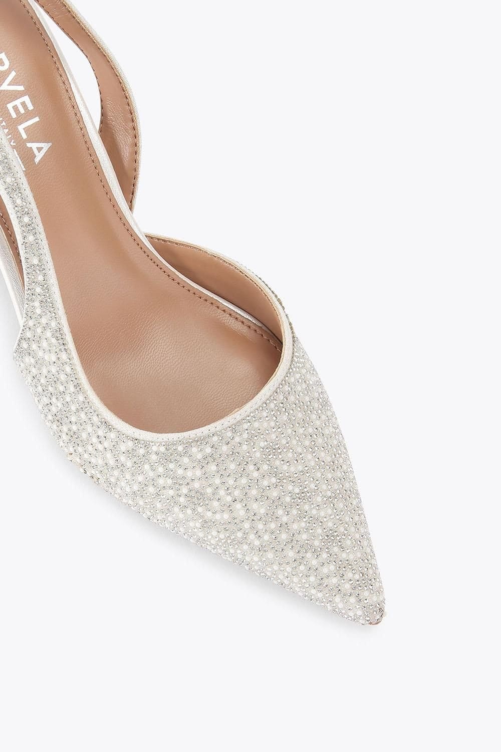 Carvela Carvela Women's 'Alina Sling' Fabric Heels in White - 4