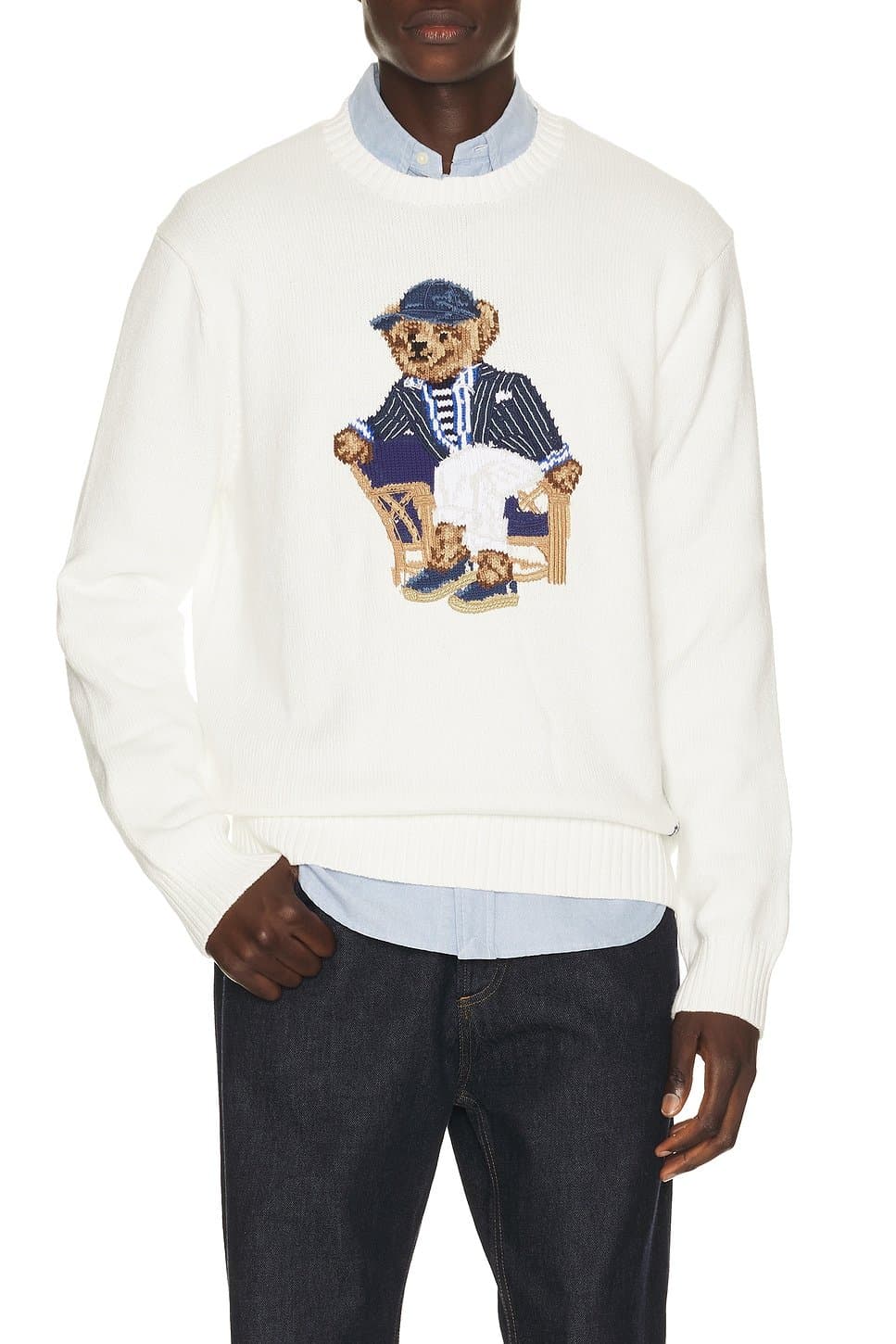 revolve Linen Cotton Novelty Newport Bear Crewneck Sweater
