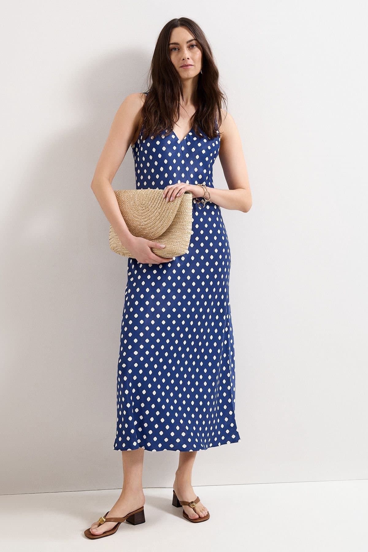 Phase Eight Phase Eight Women's Tina Spot Print Slip Dress in Mid Navy