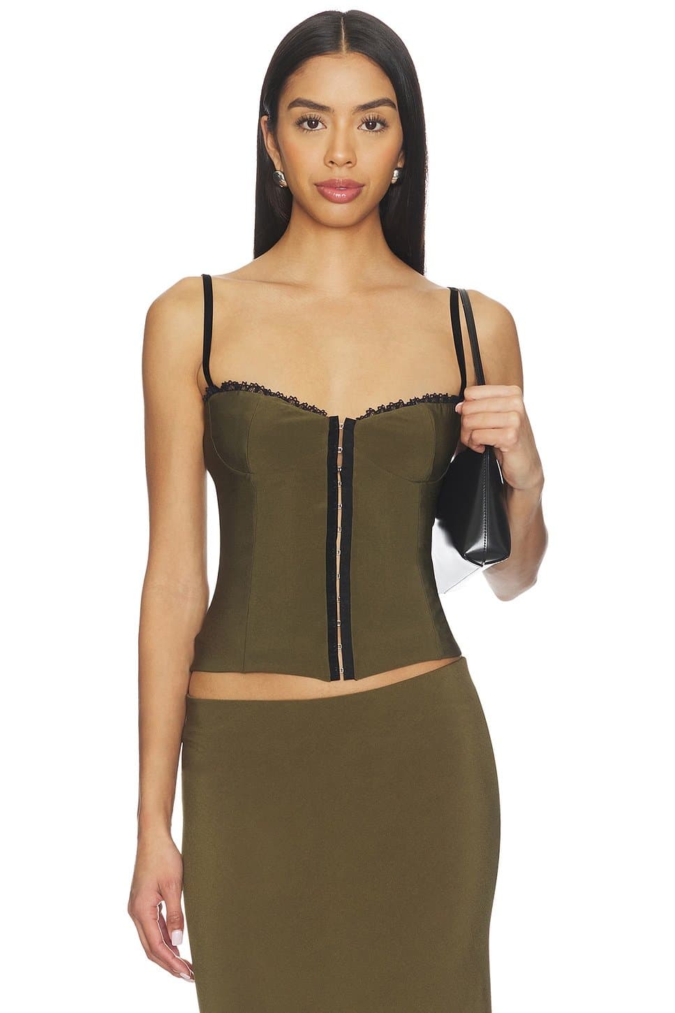 revolve Revolve Caroline Corset with Lace Trim in Olive