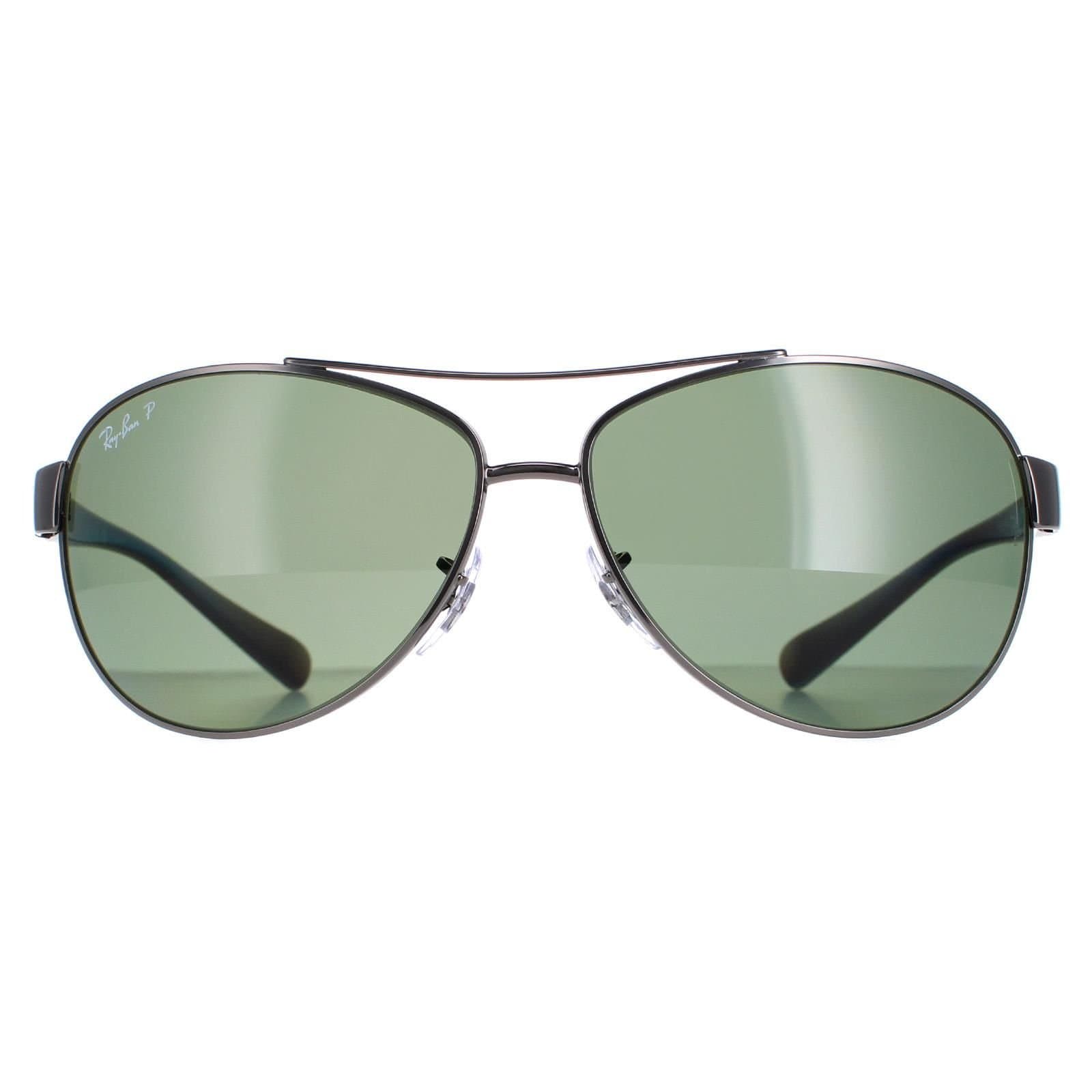 Ray-Ban Ray-Ban Men's Aviator Gunmetal Polarized Green Sunglasses in Grey