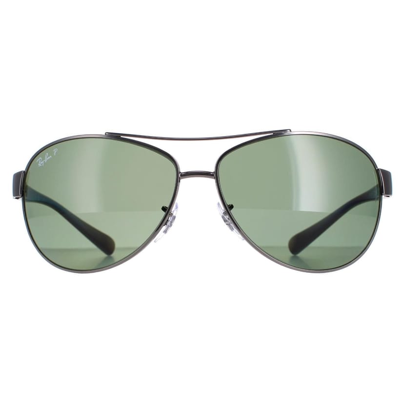 Ray-Ban Ray-Ban Men's Aviator Gunmetal Polarized Green Sunglasses in Grey - 1