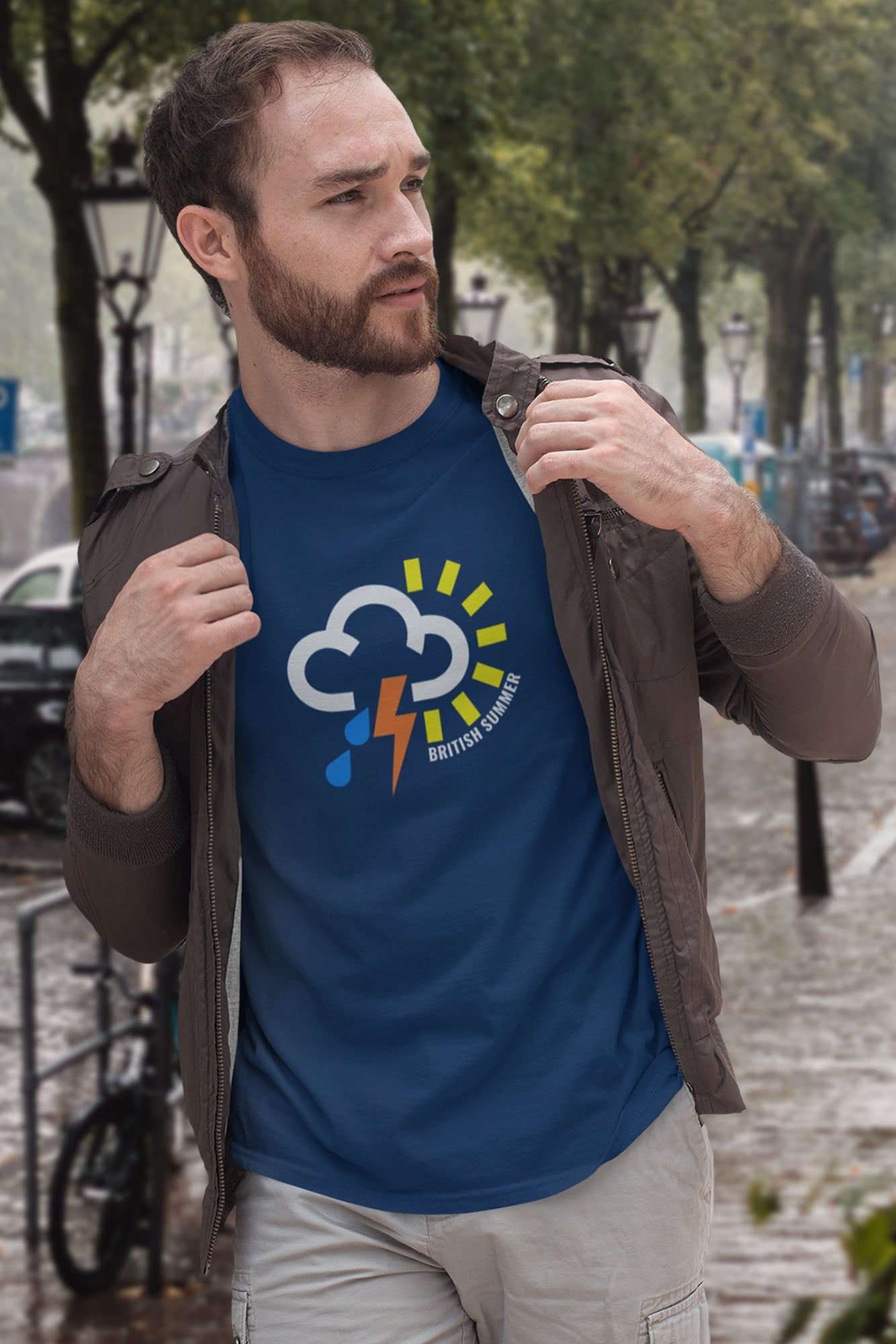 Bad Zebedee Bad Zebedee Men's British Summer Weather Symbol T-Shirt in Navy - 1