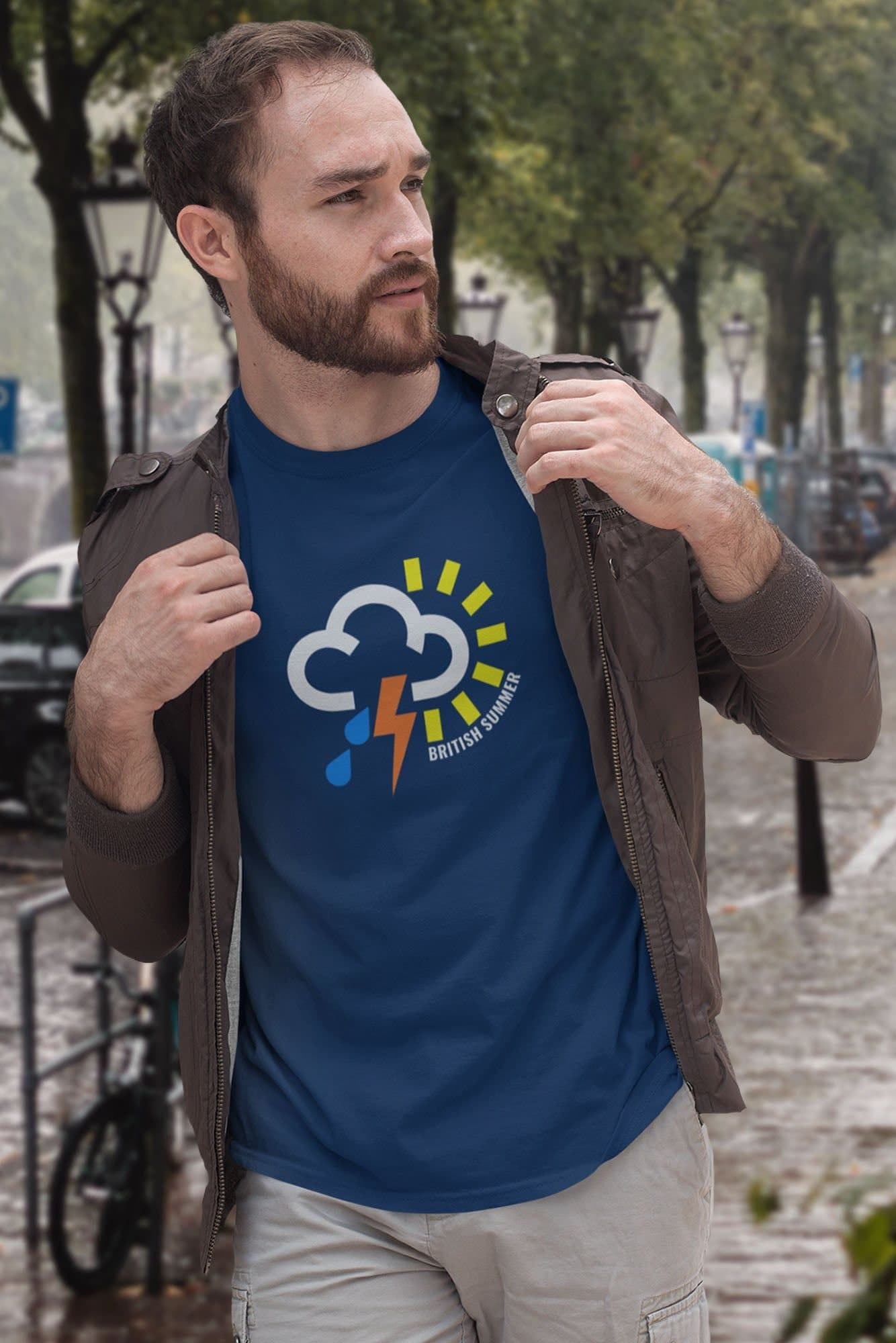 Bad Zebedee Bad Zebedee Men's British Summer Weather Symbol T-Shirt in Navy