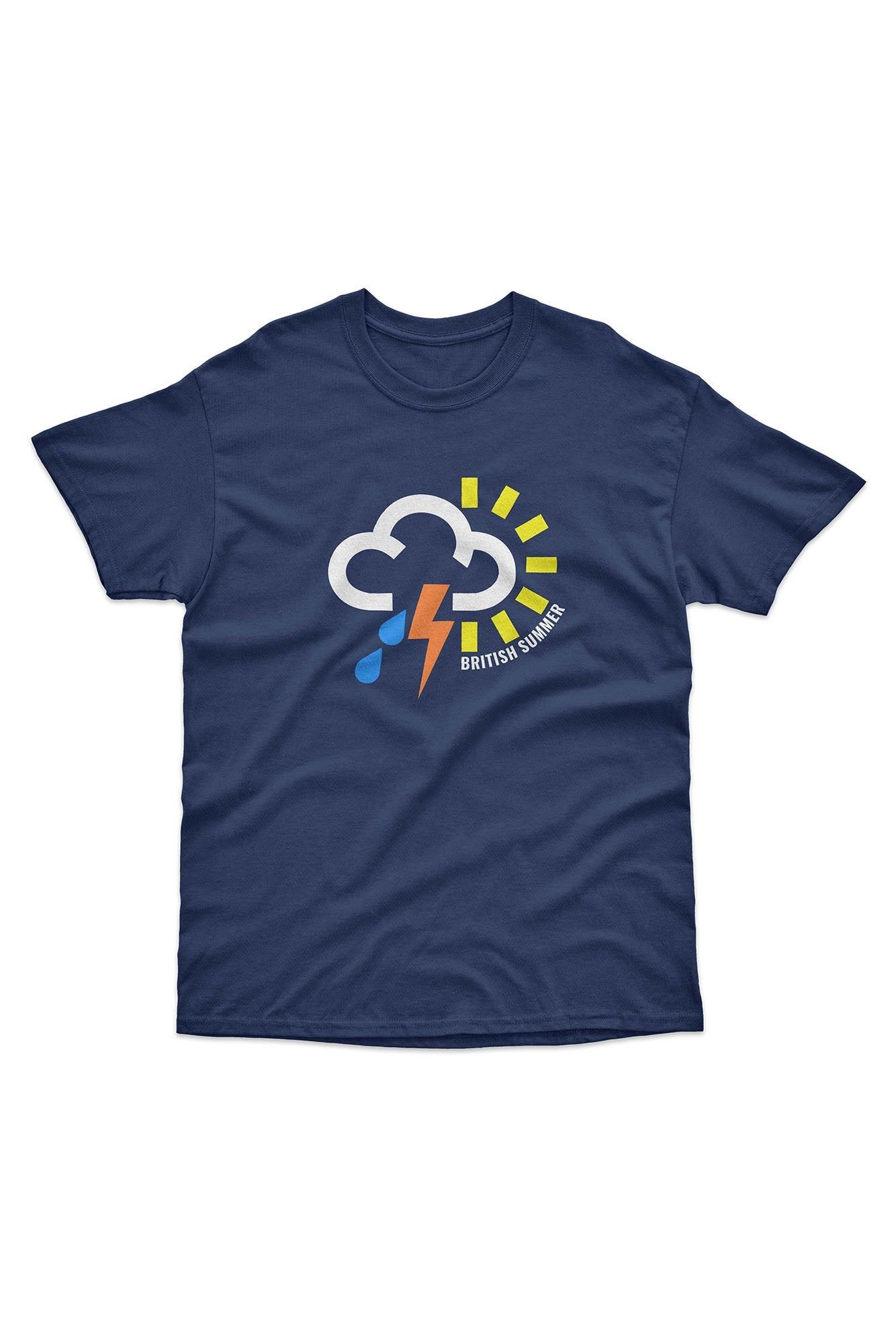 Bad Zebedee Bad Zebedee Men's British Summer Weather Symbol T-Shirt in Navy - 2