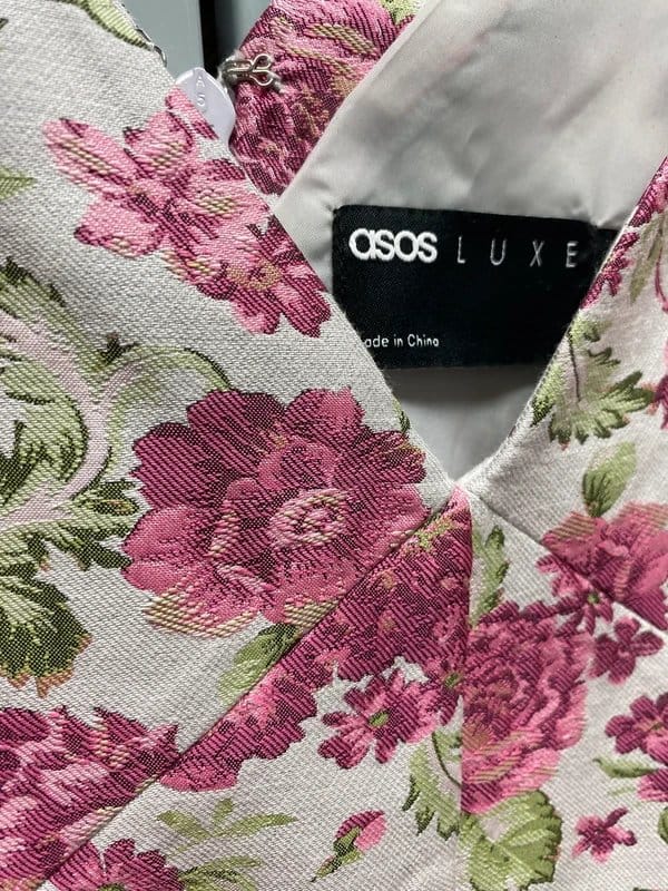 ASOS Luxe Pink Floral Sweetheart Neckline Dress