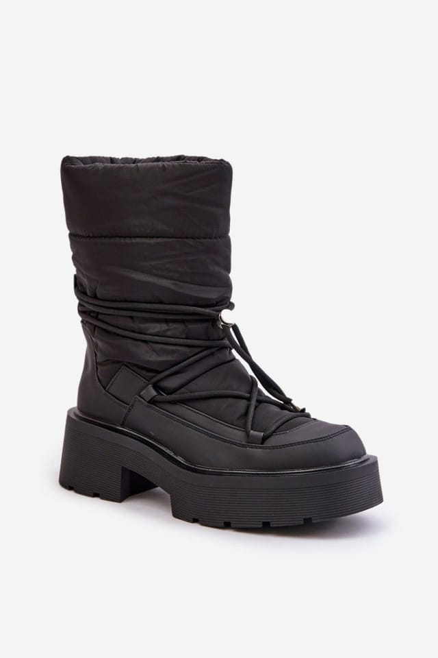 Love Lace Love Lace Women's Snow Boots with Textile & Upper & Warm Lining in Black - 2