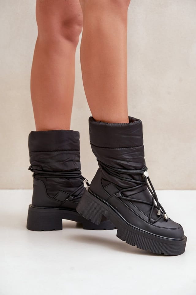 Love Lace Love Lace Women's Snow Boots with Textile & Upper & Warm Lining in Black - 3