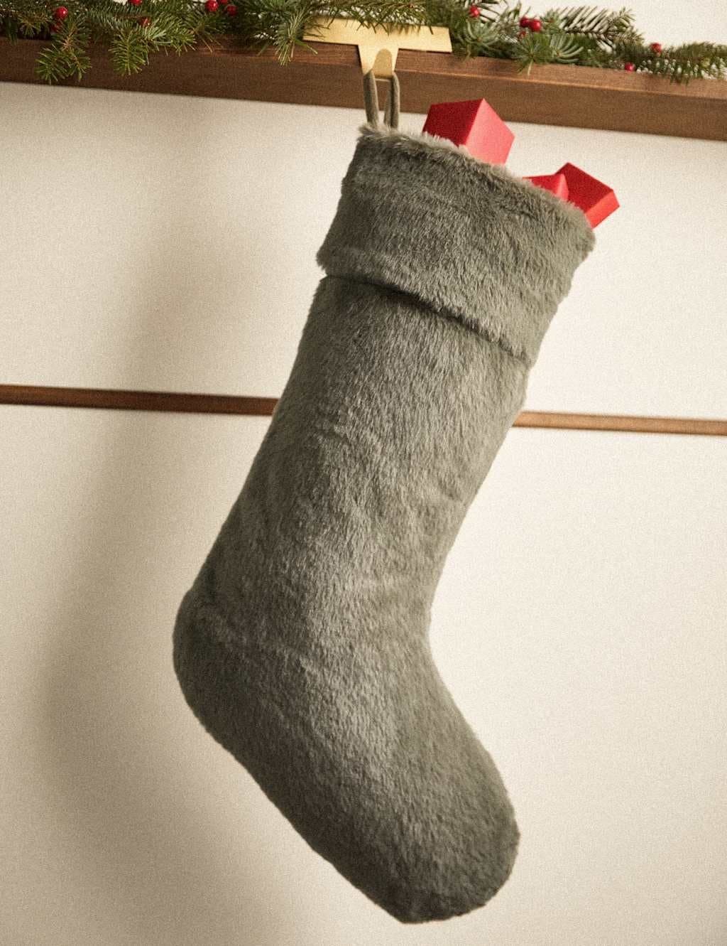 Marks & Spencer M&S Faux Fur Hanging Stocking Green