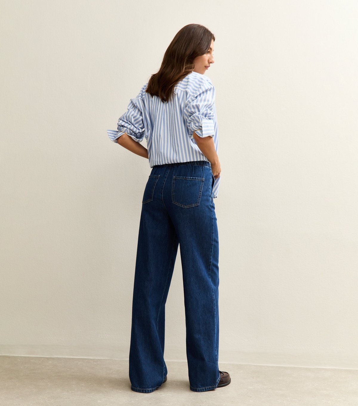 New Look Women's Tall Blue Pull On Wide Leg Jeans New Look - 4