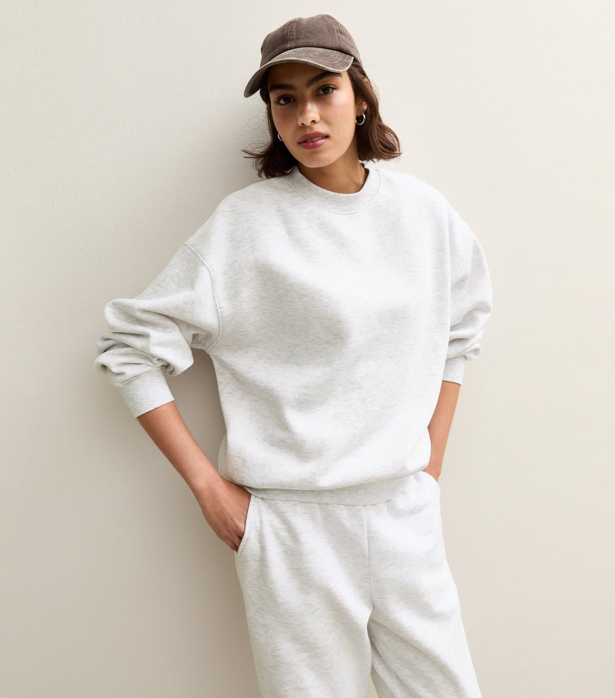 New Look New Look Grey Jersey Oversized Crew Neck Sweatshirt