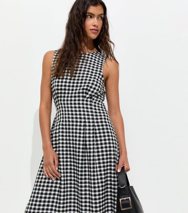 New Look Women's Black Gingham Seersucker Column Midi Dress New Look - 3