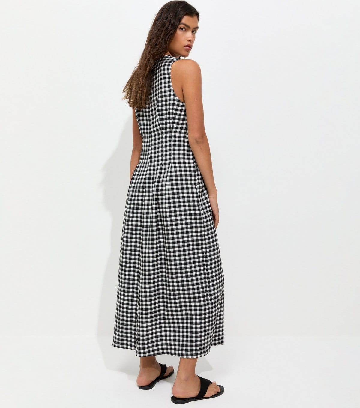 New Look Women's Black Gingham Seersucker Column Midi Dress New Look - 4