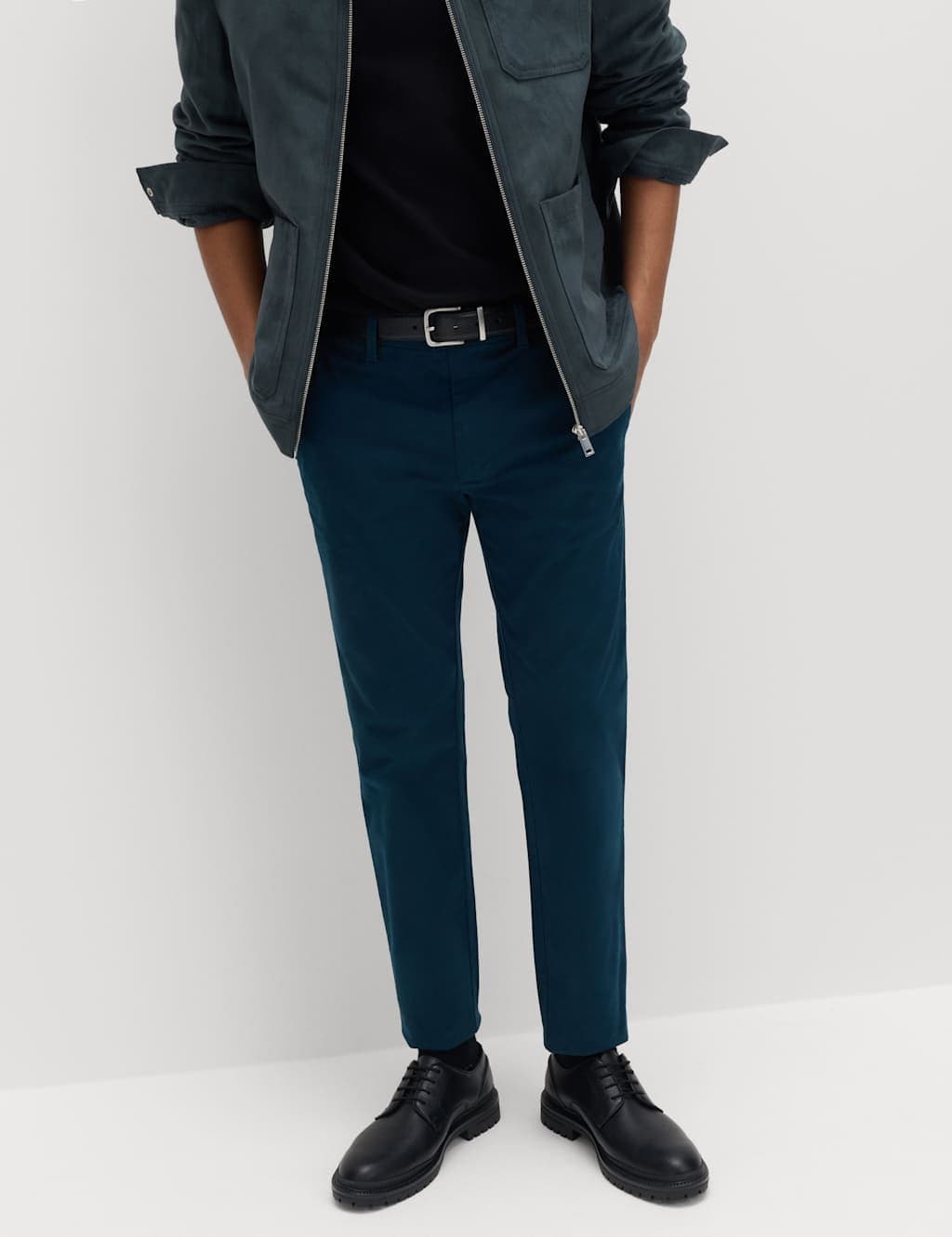 Marks & Spencer M&S Dark Petrol Cotton-Rich Stretch Slim Fit Chinos