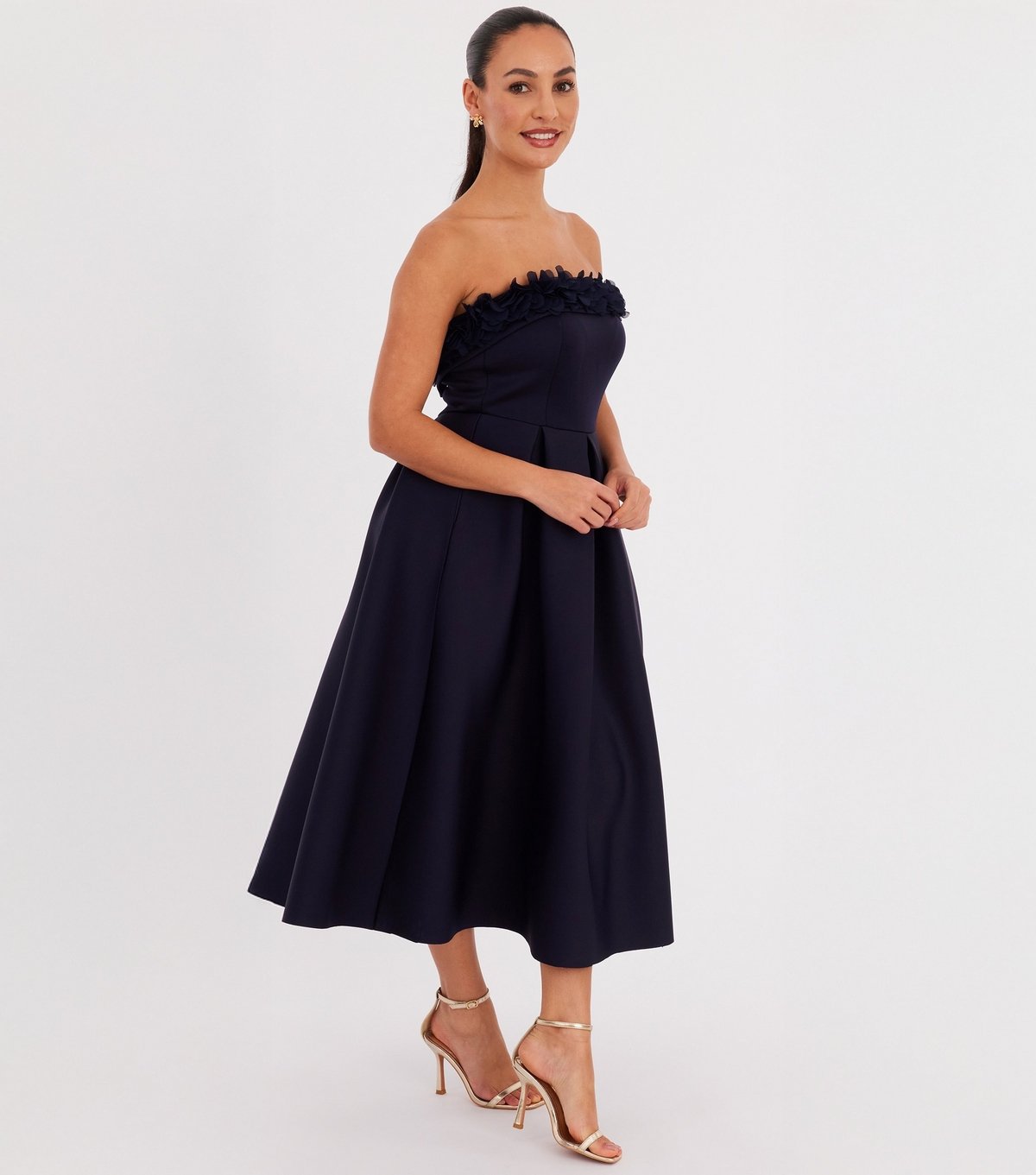 Quiz Women's Navy Scuba Strapless Midi Dress Quiz New Look - 2