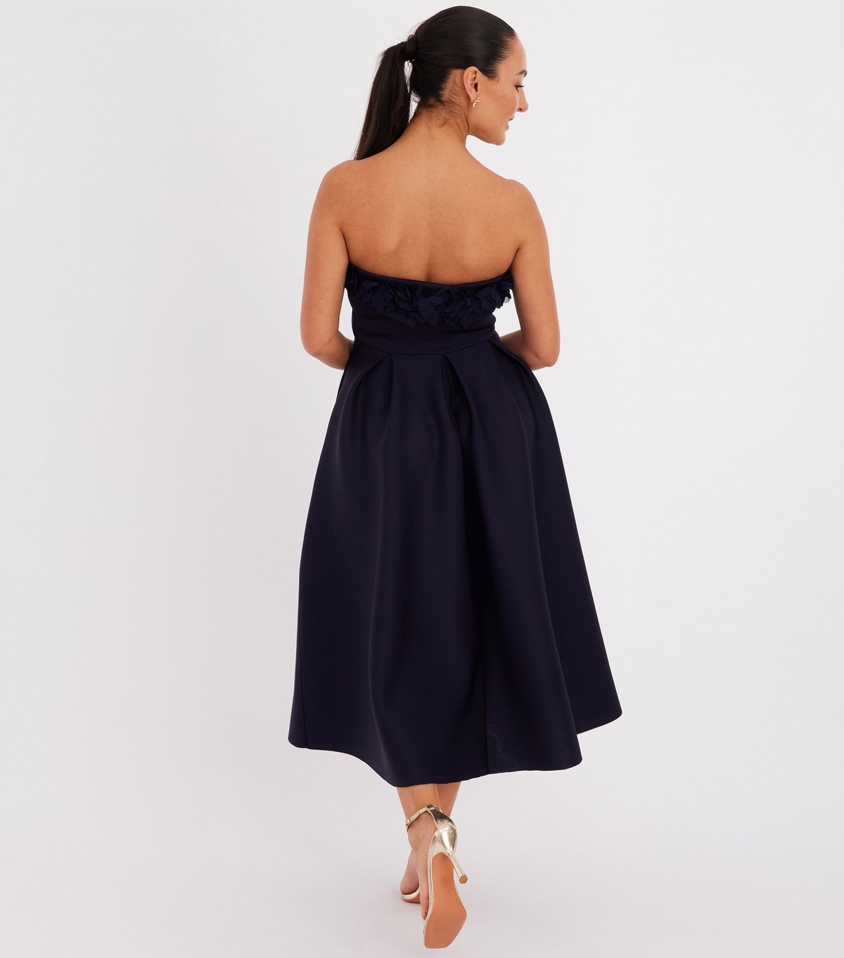 Quiz Women's Navy Scuba Strapless Midi Dress Quiz New Look - 3