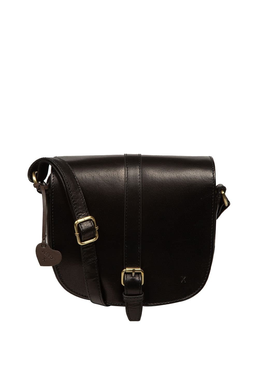 NiNa Amora NiNa Amora Women's 'Petra' Leather Cross Body Bag in Black