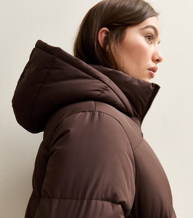 New Look Women's Brown Hooded Cropped Puffer Jacket New Look - 2