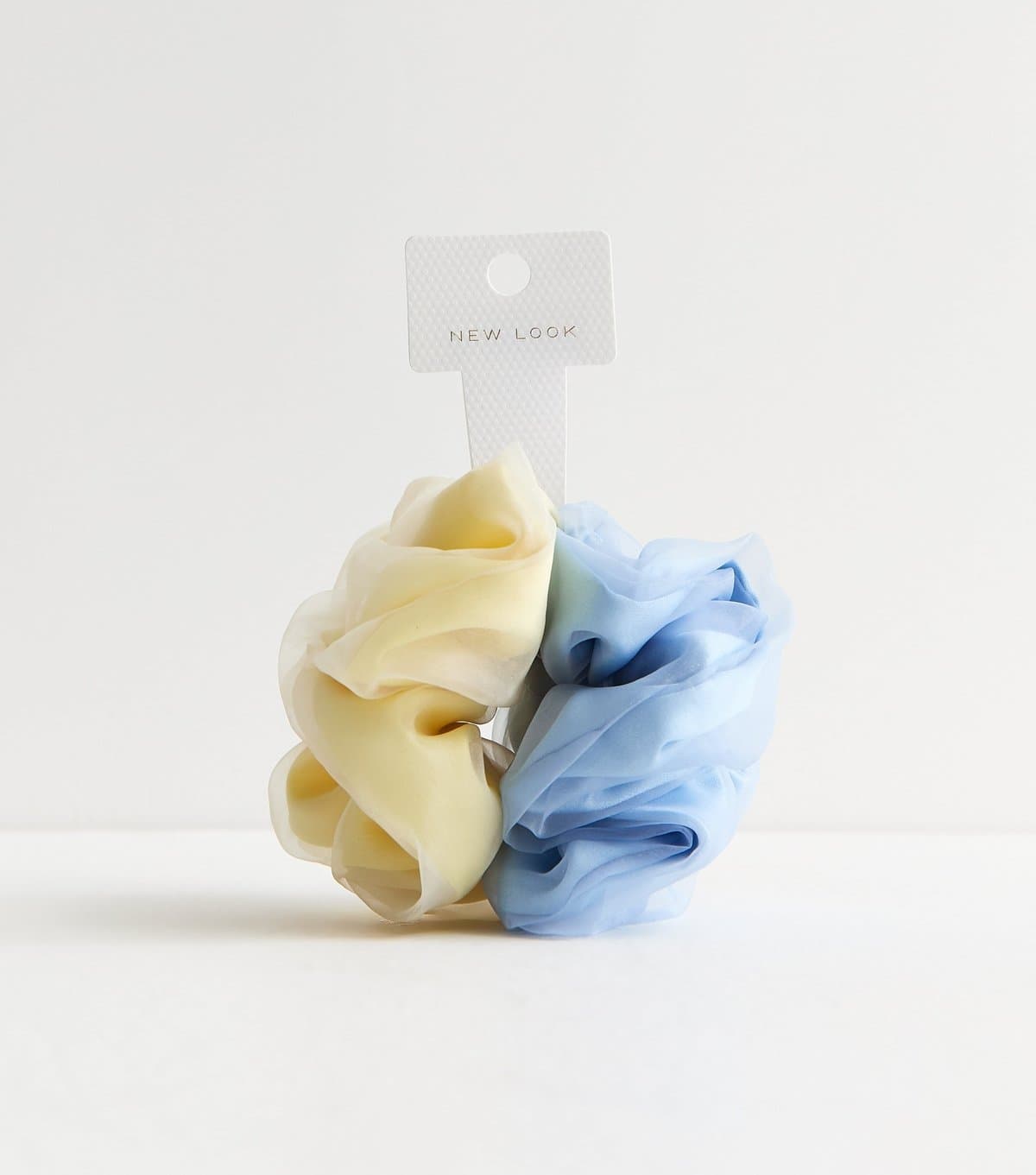 New Look Pack of 2 Blue and Yellow Organza Hair Scrunchies New Look