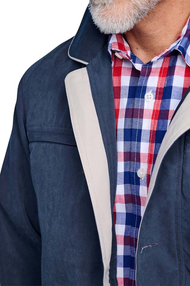 Aldon Aldon Men's Micromoss Woven Blouson Style Showerproof Jacket in Navy - 2