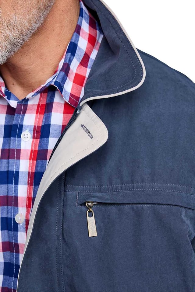 Aldon Aldon Men's Micromoss Woven Blouson Style Showerproof Jacket in Navy - 3