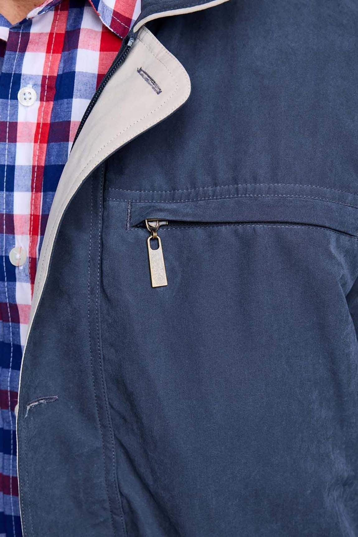 Aldon Aldon Men's Micromoss Woven Blouson Style Showerproof Jacket in Navy - 4