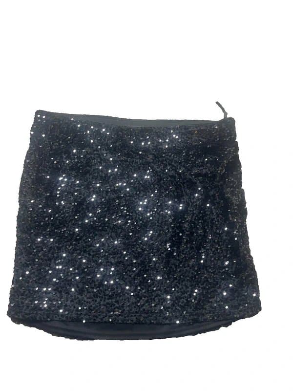 New Look New Look Curves Mini Skirt Size 20 Black Sequins Stretchy Womens Vintage EU 48