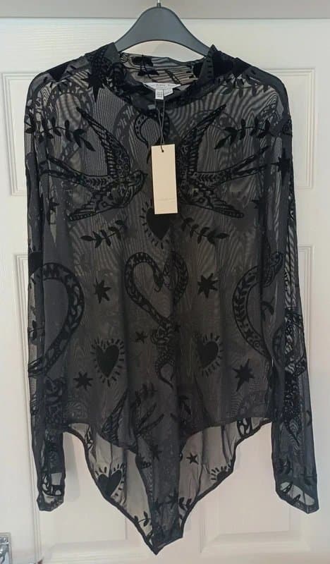 Never Fully Dressed Never Fully Dressed Black Swallow Romance Bodysuit - size 20