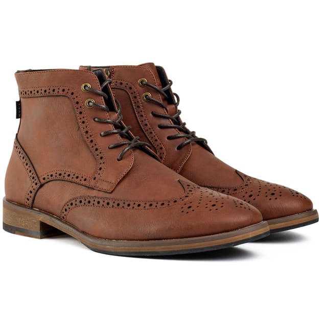 V.GAN V.GAN Men's Wheat 2 Brogue Boots in Tan - 3