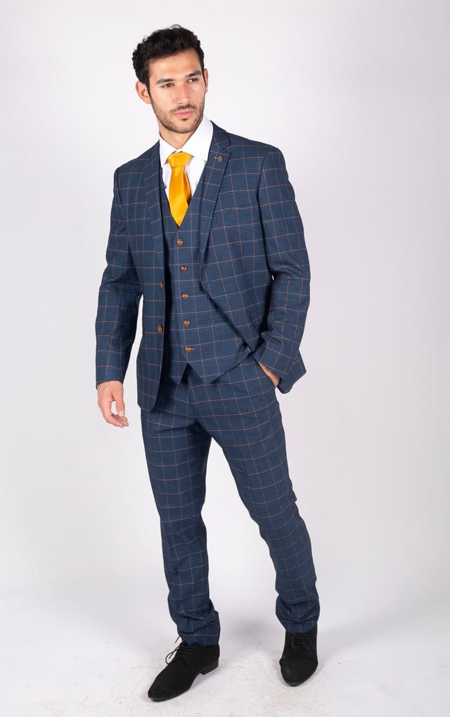 Paul Andrew Paul Andrew Men's Hamleys 3 Piece Blue Check Suit - 2