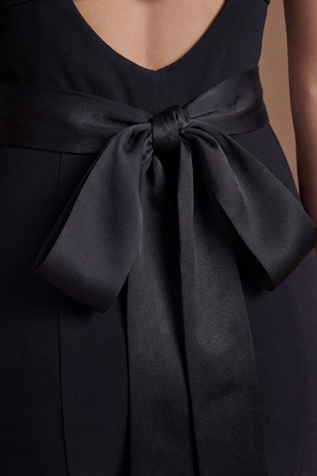 Coast Coast Women's Strappy Satin Bridesmaid Dress With Tie Back Detail in Black - 2