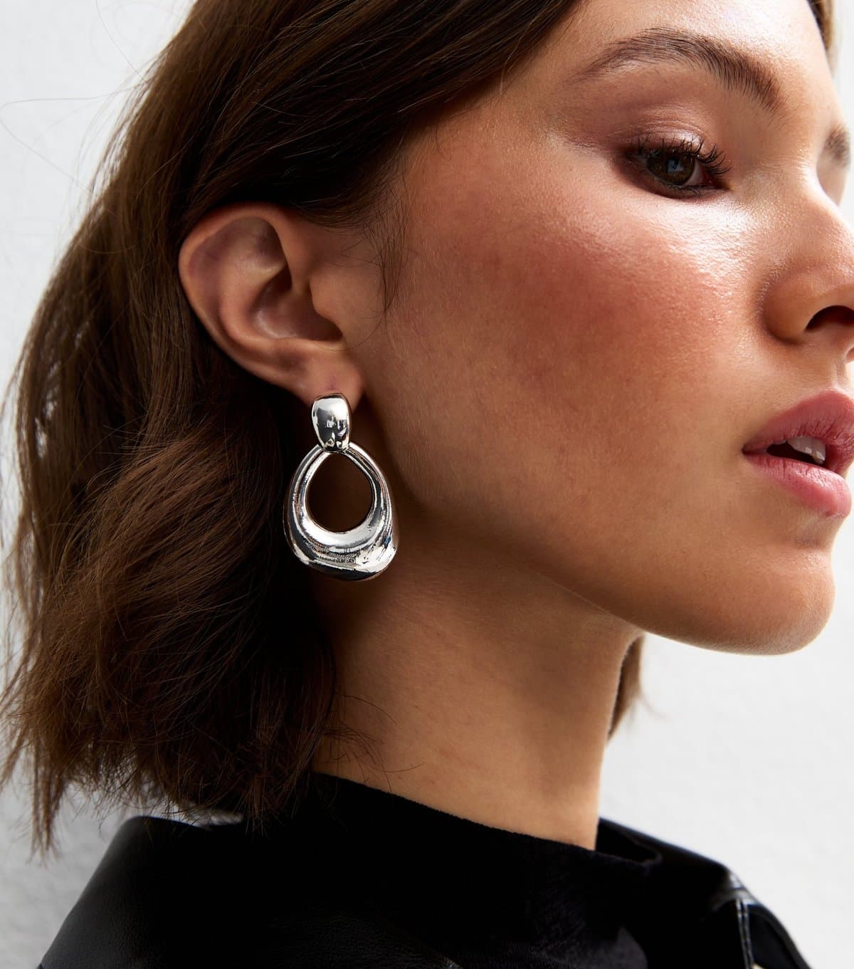 New Look New Look Silver Tone Sculptural Doorknocker Earrings