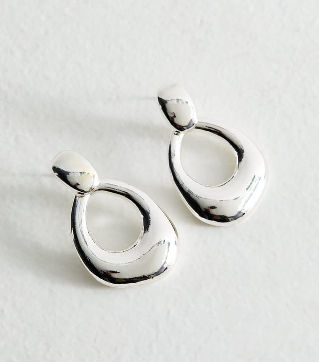 New Look Silver Tone Sculptural Doorknocker Earrings New Look - 3