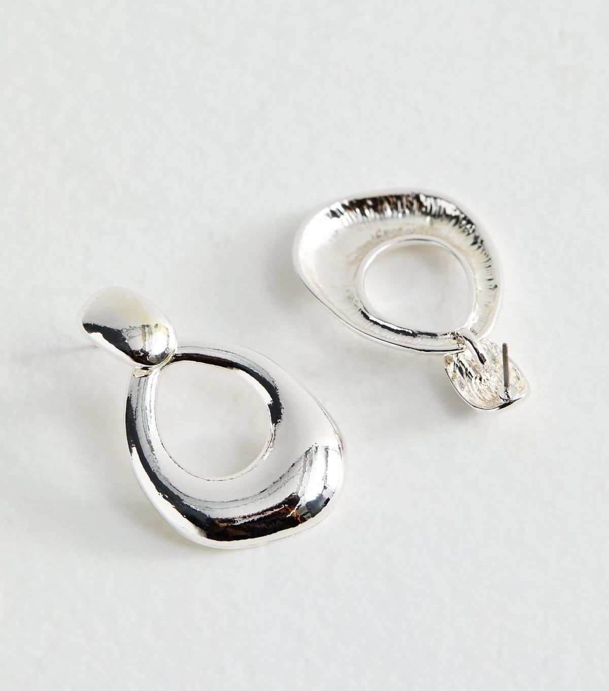 New Look Silver Tone Sculptural Doorknocker Earrings New Look - 4