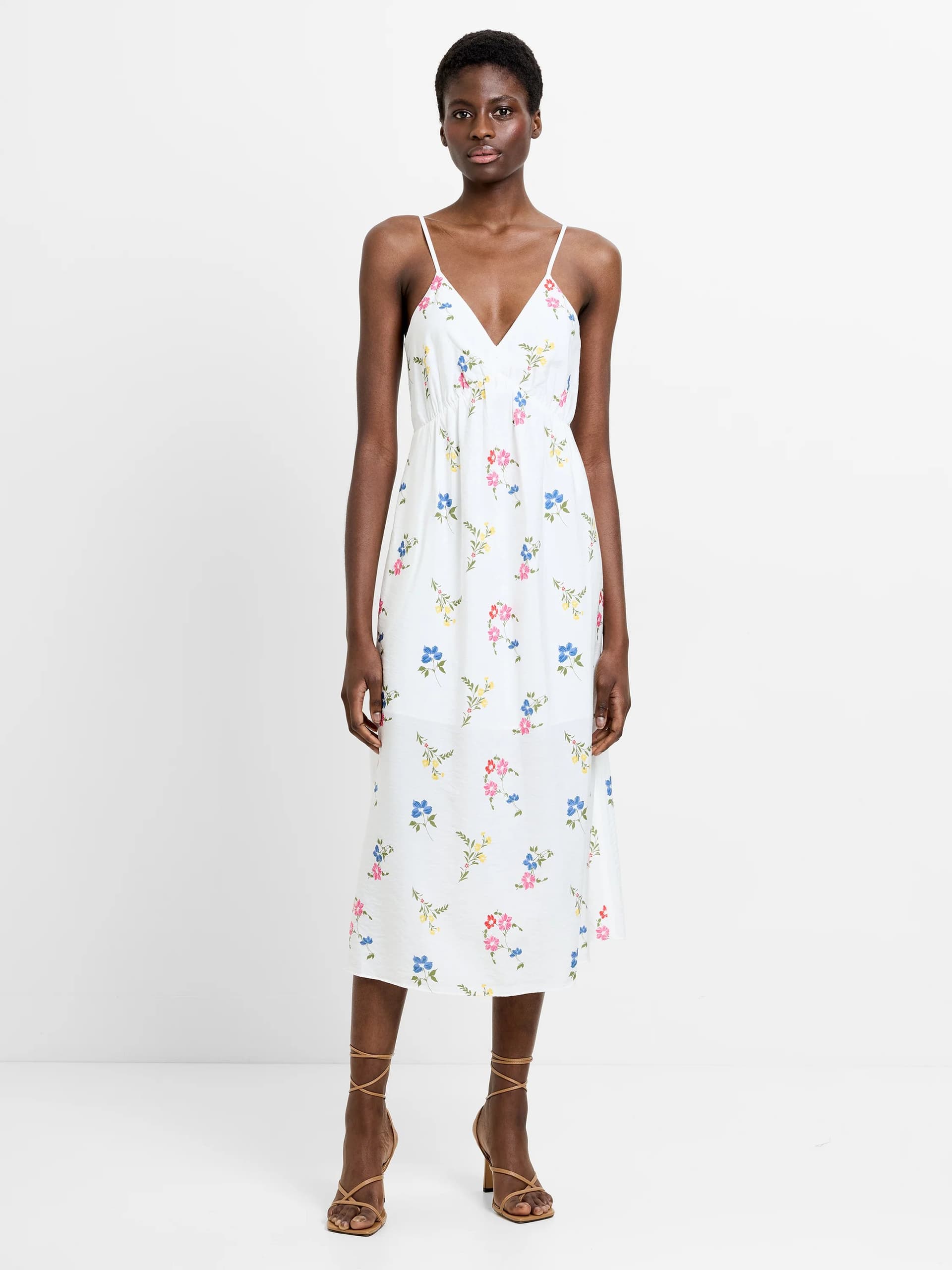 French Connection Kirsty Drape Sun Dress White Multi