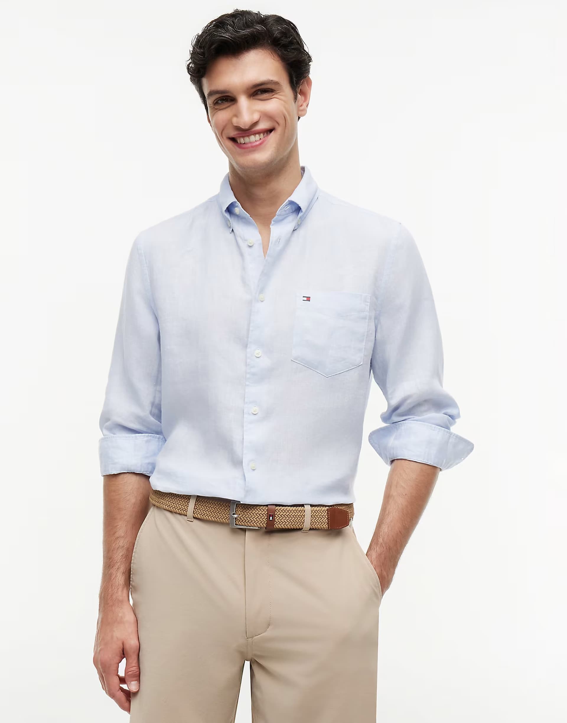 ASOS Tommy Hilfiger Regular fit washed pure linen shirt in dark blue