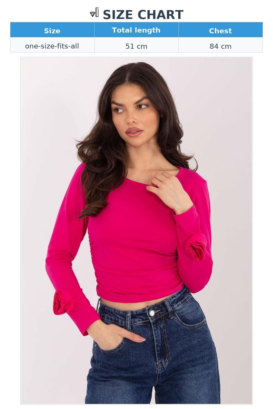 Love Lace Love Lace Women's Cotton Long Sleeve Blouse with Side Pleats Flower in Pink - 4
