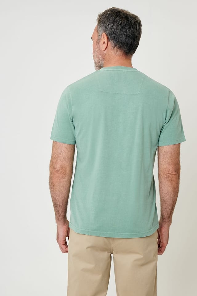 Saltwell Saltwell Men's Garment Dye Cotton Jersey Crew Neck T-Shirt in Green - 2