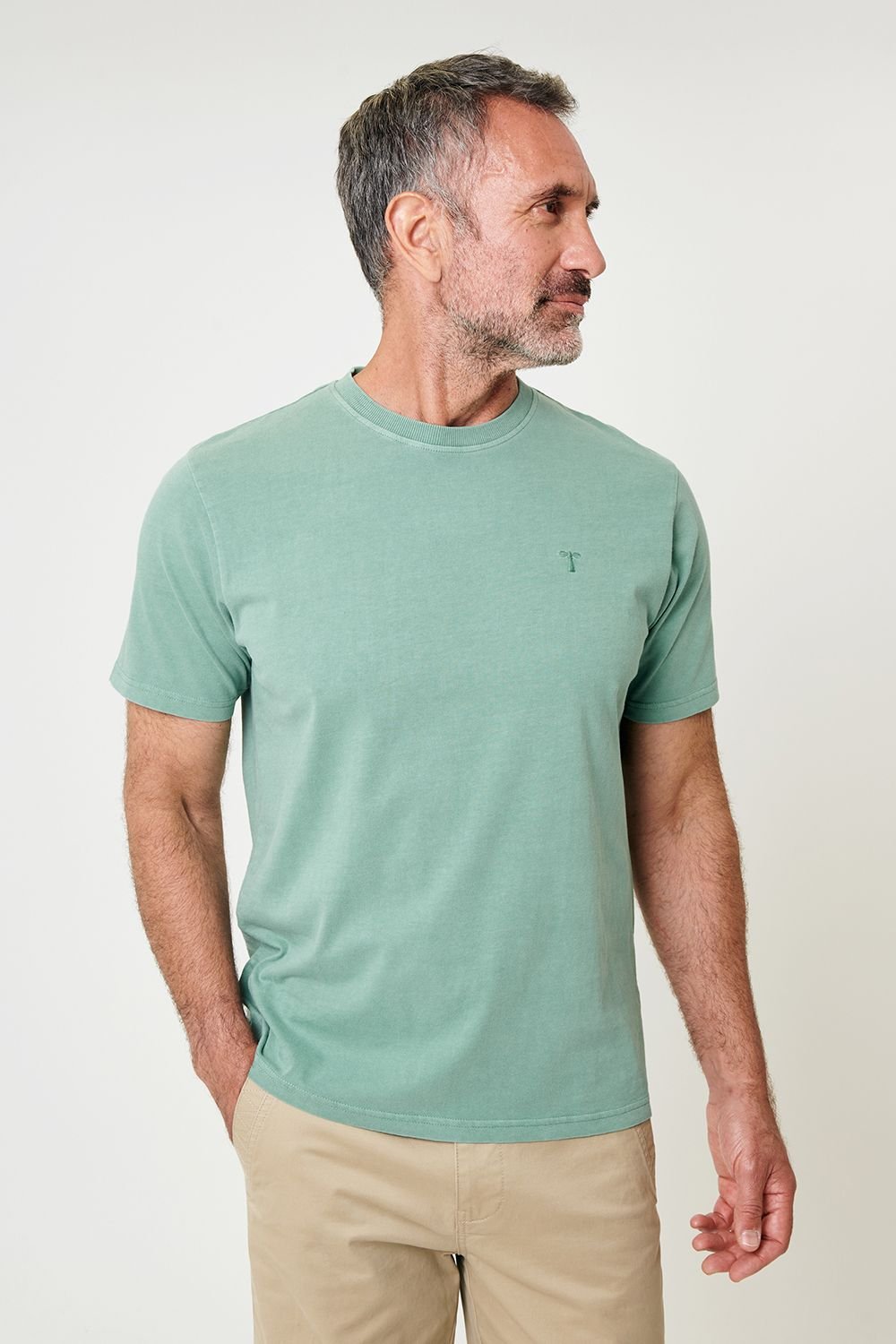 Saltwell Saltwell Men's Garment Dye Cotton Jersey Crew Neck T-Shirt in Green - 3