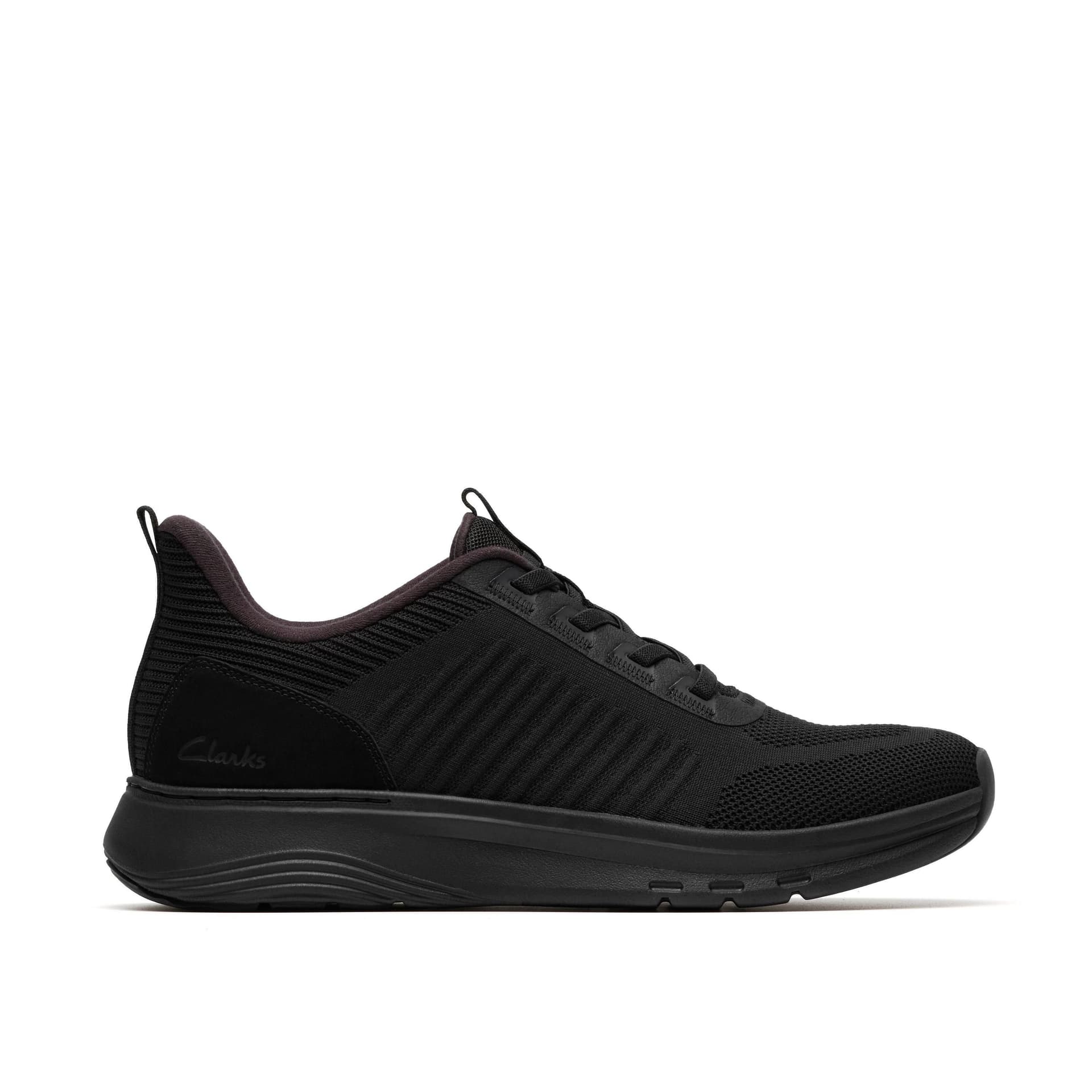 Clarks Clarks Men's Motion Trek LT Black Knit Trainers, Lace Up