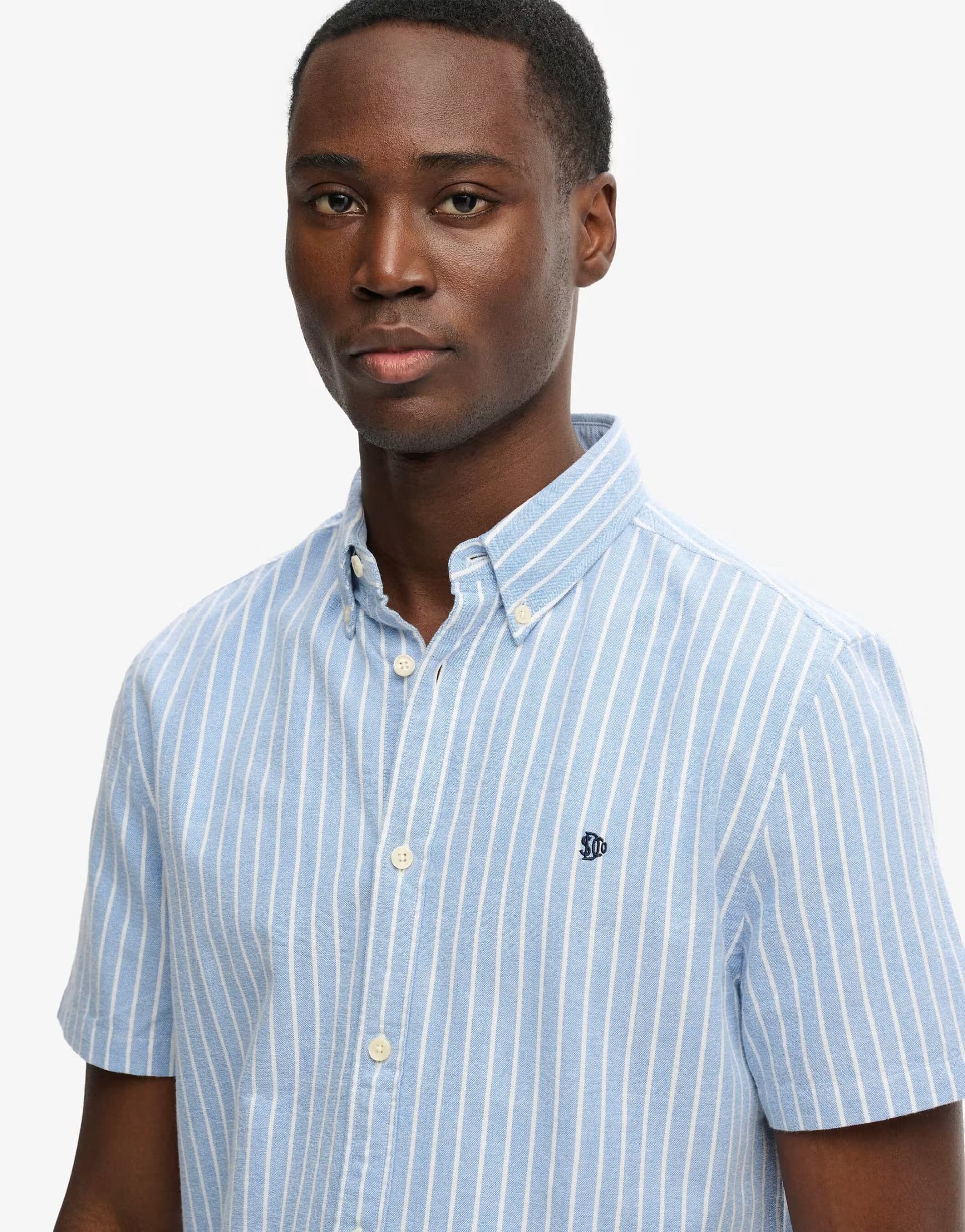 ASOS Superdry Preppy oxford short sleeve shirt in broker blue stripe
