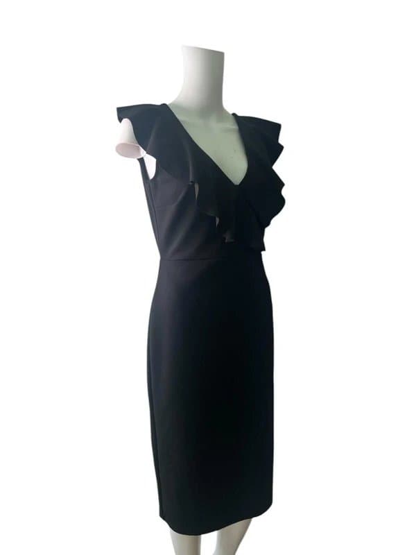 New Look New Look Bodycon Dress Size 14 Womens NEW Frilled Sleeveless V-Neck EU42 RRP £20