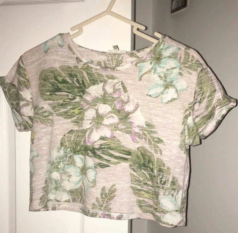River Island River island pink floral crop top tshirt